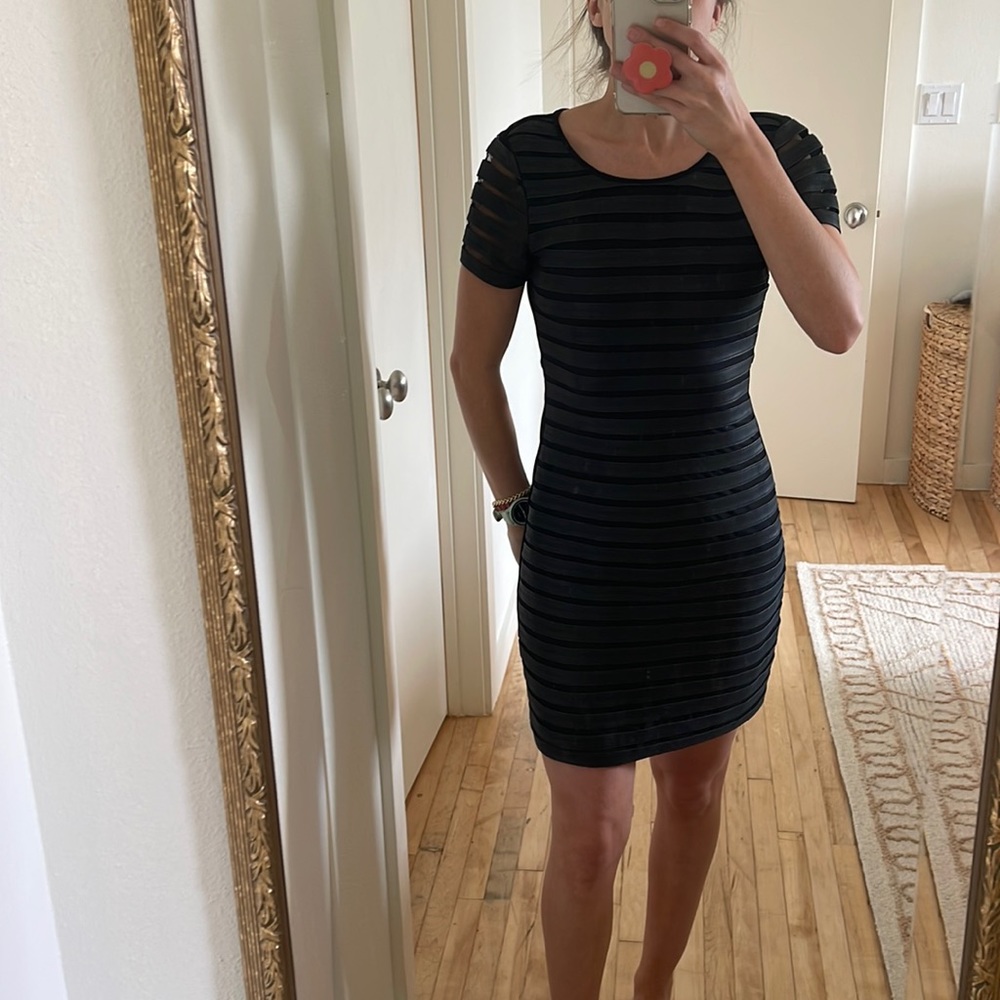 Leather body con dress